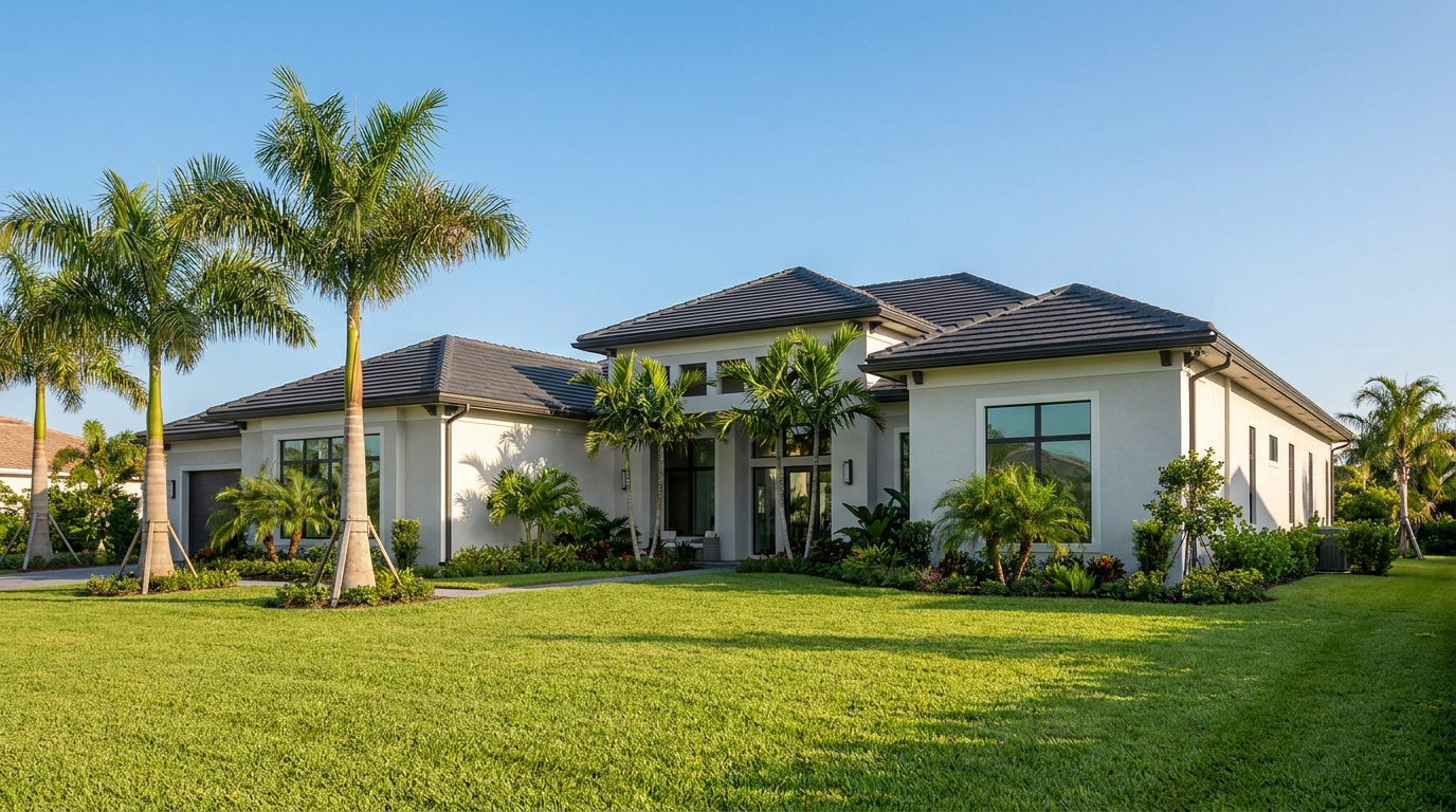 Freshly completed tile roof on a home in Wellington, Florida